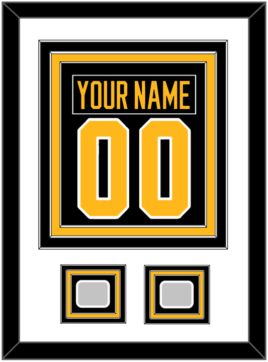 Pittsburgh Nameplate & Number (Back) Combined, With 2 Stanley Cup Champions Patches - Home Black - Premier Tier 1