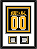 Pittsburgh Nameplate & Number (Back) Combined, With 2 Stanley Cup Champions Patches - Road Black (1988-1992) - Triple Mat 1