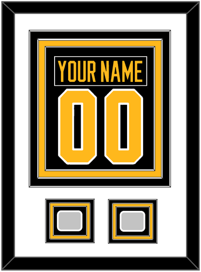 Pittsburgh Nameplate & Number (Back) Combined, With 2 Stanley Cup Finals Patches - Road Black (1988-1992) - Premier Tier 1