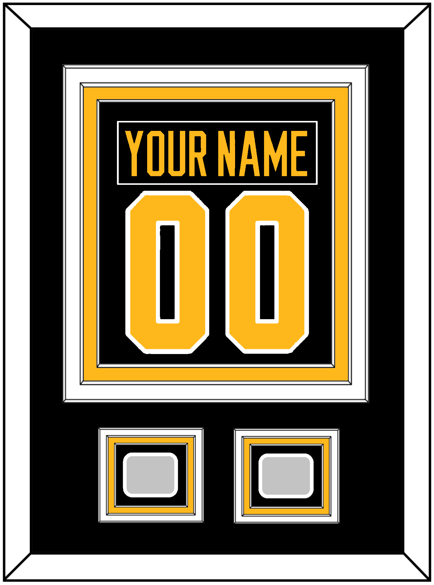 Pittsburgh Nameplate & Number (Back) Combined, With 2 Stanley Cup Champions Patches - Road Black (1988-1992) - Premier Tier 2