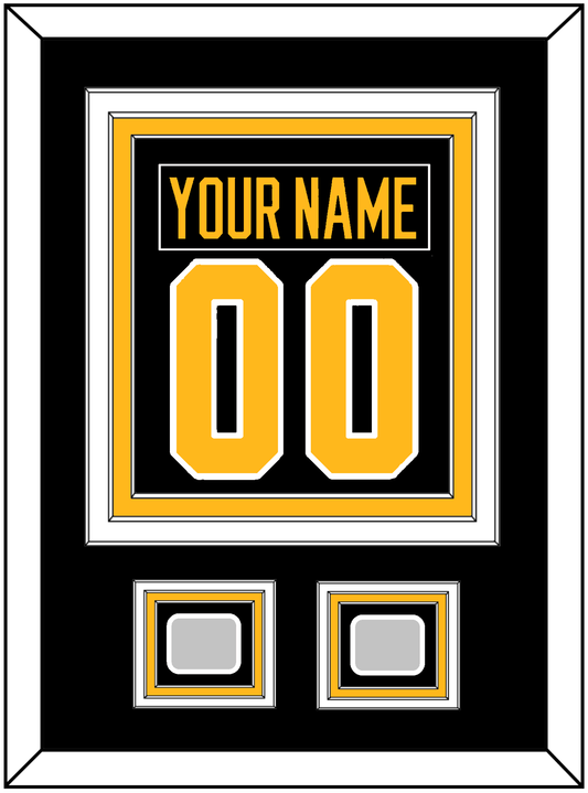 Pittsburgh Nameplate & Number (Back) Combined, With 2 Stanley Cup Finals Patches - Home Black - Premier Tier 2