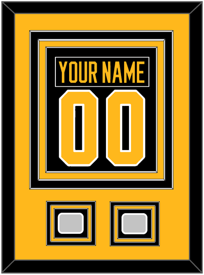 Pittsburgh Nameplate & Number (Back) Combined, With 2 Stanley Cup Champions Patches - Home Black - Premier Tier 3