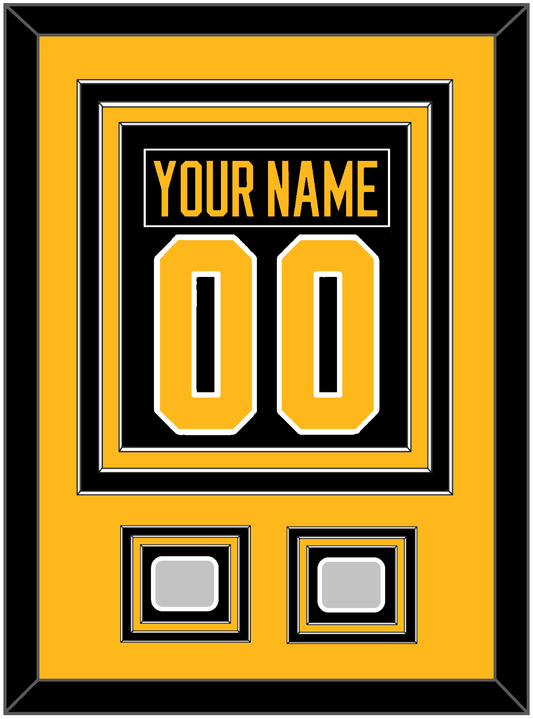 Pittsburgh Nameplate & Number (Back) Combined, With 2 Stanley Cup Champions Patches - Home Black - Premier Tier 3