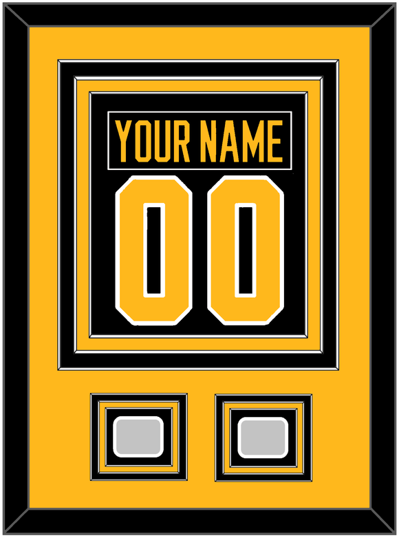 Pittsburgh Nameplate & Number (Back) Combined, With 2 Stanley Cup Finals Patches - Road Black (1988-1992) - Triple Mat 3