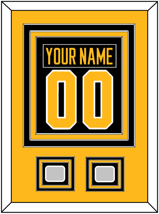 Pittsburgh Nameplate & Number (Back) Combined, With 2 Stanley Cup Champions Patches - Home Black - Premier Tier 3