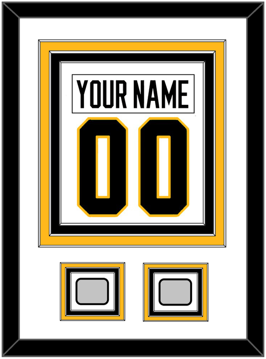 Pittsburgh Nameplate & Number (Back) Combined, With 2 Stanley Cup Finals Patches - Home White (1988-1992) - Premier Tier 1