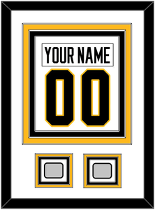 Pittsburgh Nameplate & Number (Back) Combined, With 2 Stanley Cup Finals Patches - Home White (1988-1992) - Triple Mat 1