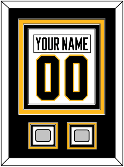 Pittsburgh Nameplate & Number (Back) Combined, With 2 Stanley Cup Finals Patches - Home White (1988-1992) - Premier Tier 2
