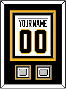 Pittsburgh Nameplate & Number (Back) Combined, With 2 Stanley Cup Finals Patches - Home White (1988-1992) - Triple Mat 2