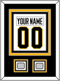 Pittsburgh Nameplate & Number (Back) Combined, With 2 Stanley Cup Champions Patches - Road White - Triple Mat 2