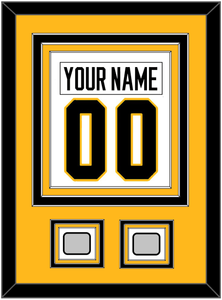 Pittsburgh Nameplate & Number (Back) Combined, With 2 Stanley Cup Finals Patches - Home White (1988-1992) - Triple Mat 3