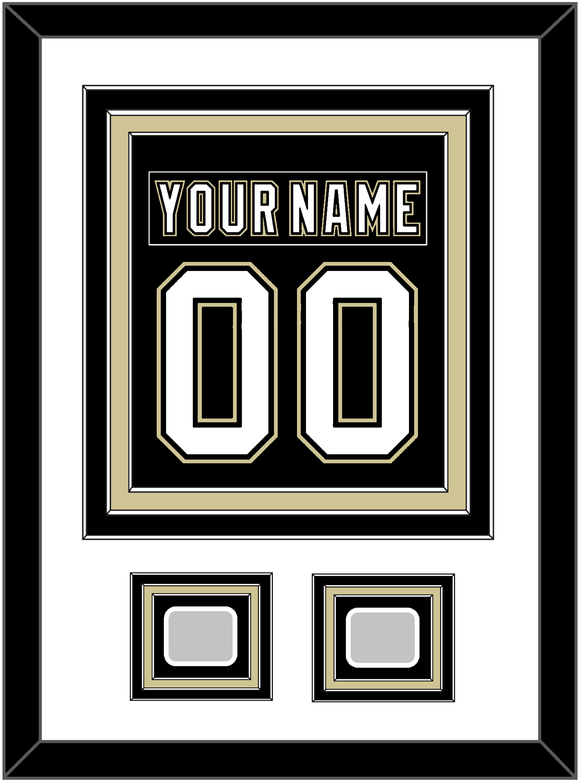 Pittsburgh Nameplate & Number (Back) Combined, With 2 Stanley Cup Champions Patches - Home Black (2007-2016) - Triple Mat 1