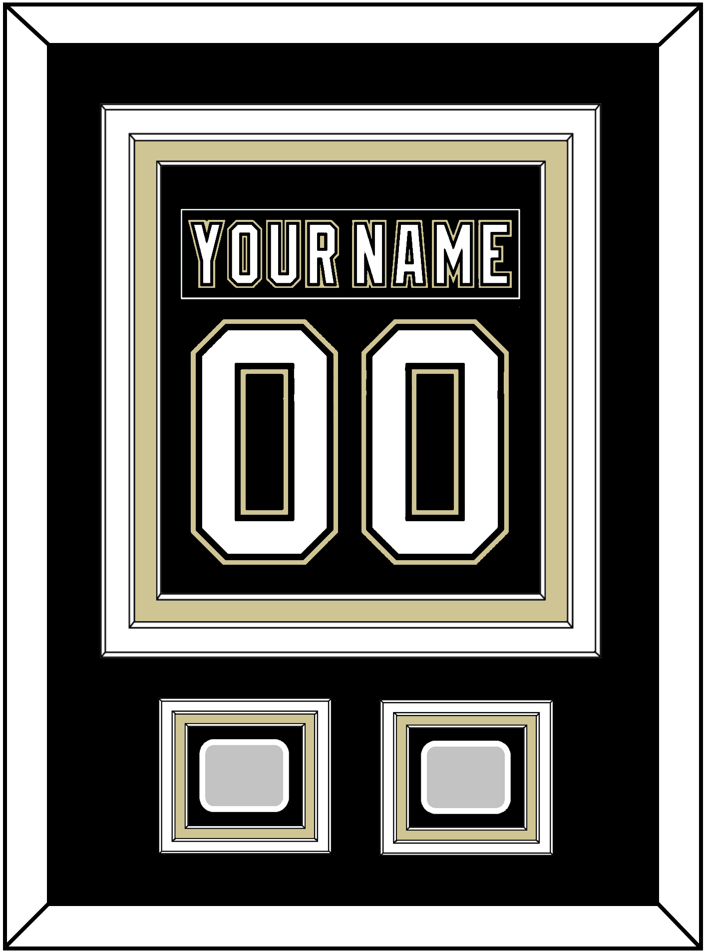 Pittsburgh Nameplate & Number (Back) Combined, With 2 Stanley Cup Finals Patches - Home Black (2007-2016)- Premier Tier 2