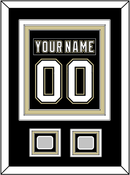 Pittsburgh Nameplate & Number (Back) Combined, With 2 Stanley Cup Finals Patches - Home Black (2007-2016)- Premier Tier 2