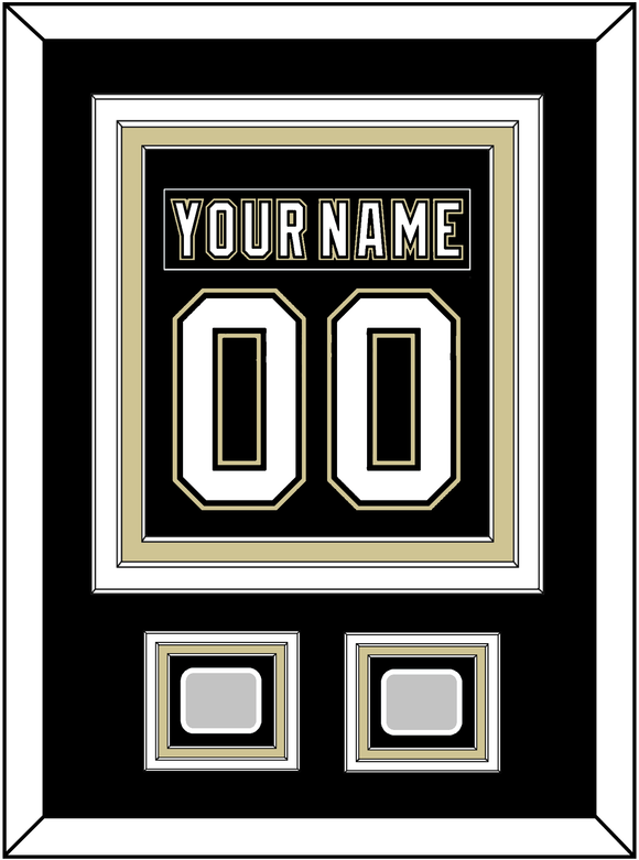 Pittsburgh Nameplate & Number (Back) Combined, With 2 Stanley Cup Champions Patches - Home Black (2007-2016) - Triple Mat 2