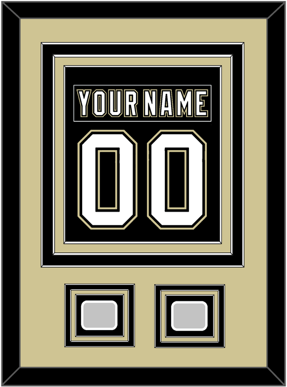 Pittsburgh Nameplate & Number (Back) Combined, With 2 Stanley Cup Champions Patches - Home Black (2007-2016) - Triple Mat 3