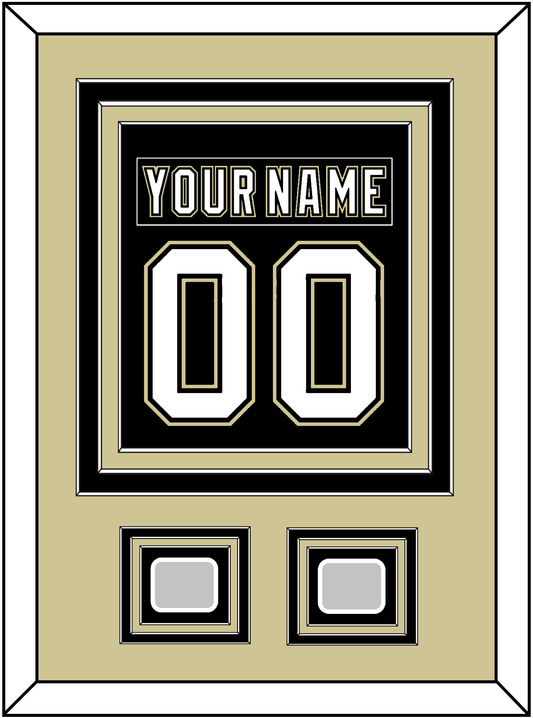 Pittsburgh Nameplate & Number (Back) Combined, With 2 Stanley Cup Finals Patches - Home Black (2007-2016)- Premier Tier 3