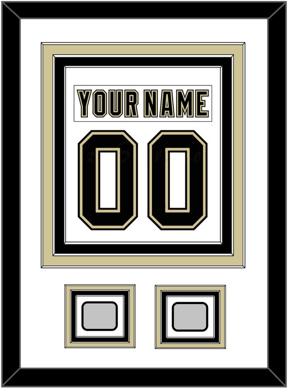 Pittsburgh Nameplate & Number (Back) Combined, With 2 Stanley Cup Champions Patches - Road White (2007-2016) - Triple Mat 1