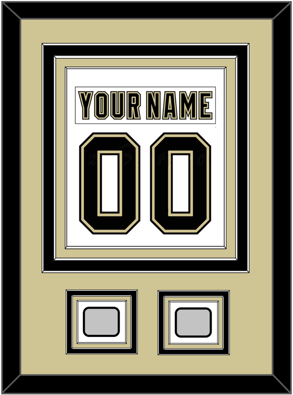 Pittsburgh Nameplate & Number (Back) Combined, With 2 Stanley Cup Finals Patches - Road White (2007-2016) - Triple Mat 3