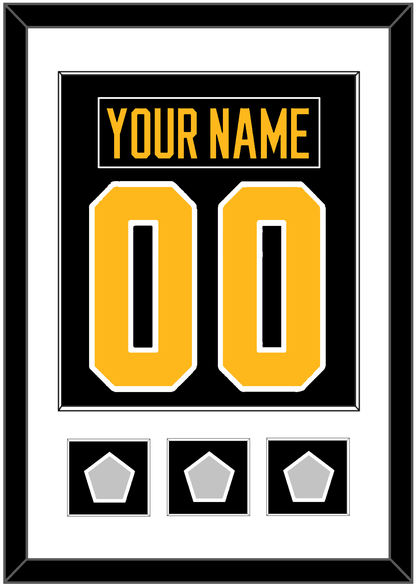 Pittsburgh Nameplate & Number (Back) Combined, With 3 Stanley Cup Finals Patches - Home Black - Essential Tier 1