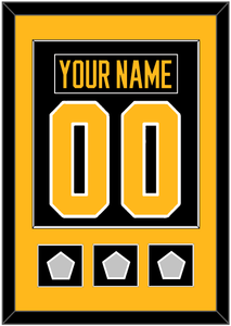 Pittsburgh Nameplate & Number (Back) Combined, With 3 Stanley Cup Champions Patches - Home Black - Single Mat 2