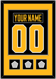 Pittsburgh Nameplate & Number (Back) Combined, With 3 Stanley Cup Finals Patches - Home Black - Single Mat 2