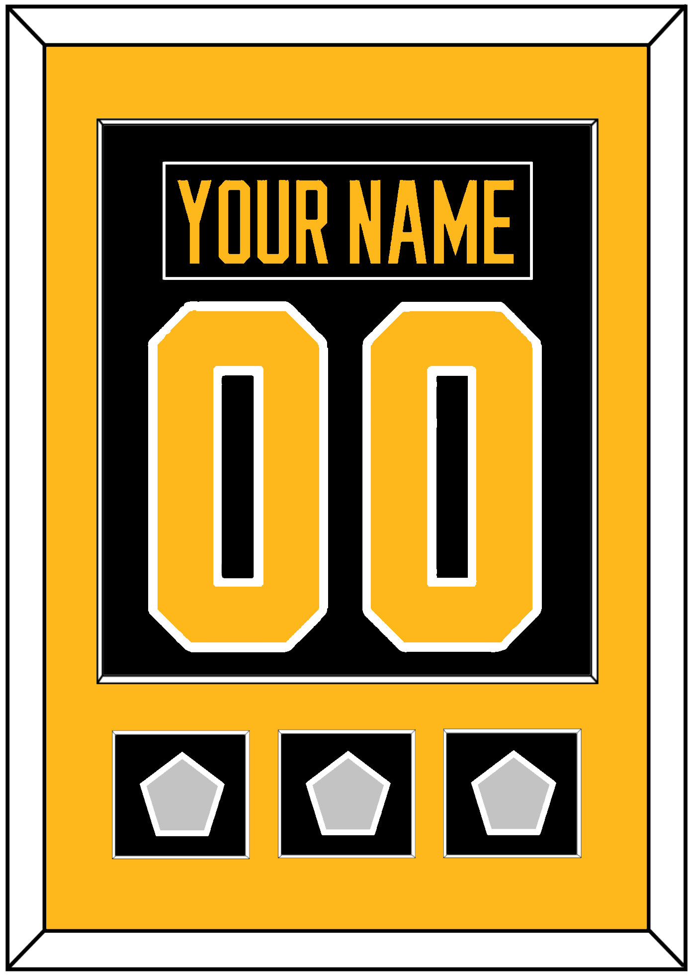 Pittsburgh Nameplate & Number (Back) Combined, With 3 Stanley Cup Champions Patches - Home Black - Essential Tier 2