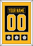 Pittsburgh Nameplate & Number (Back) Combined, With 3 Stanley Cup Champions Patches - Home Black - Single Mat 2