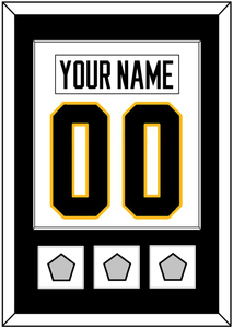 Pittsburgh Nameplate & Number (Back) Combined, With 3 Stanley Cup Finals Patches - Road White - Single Mat 1