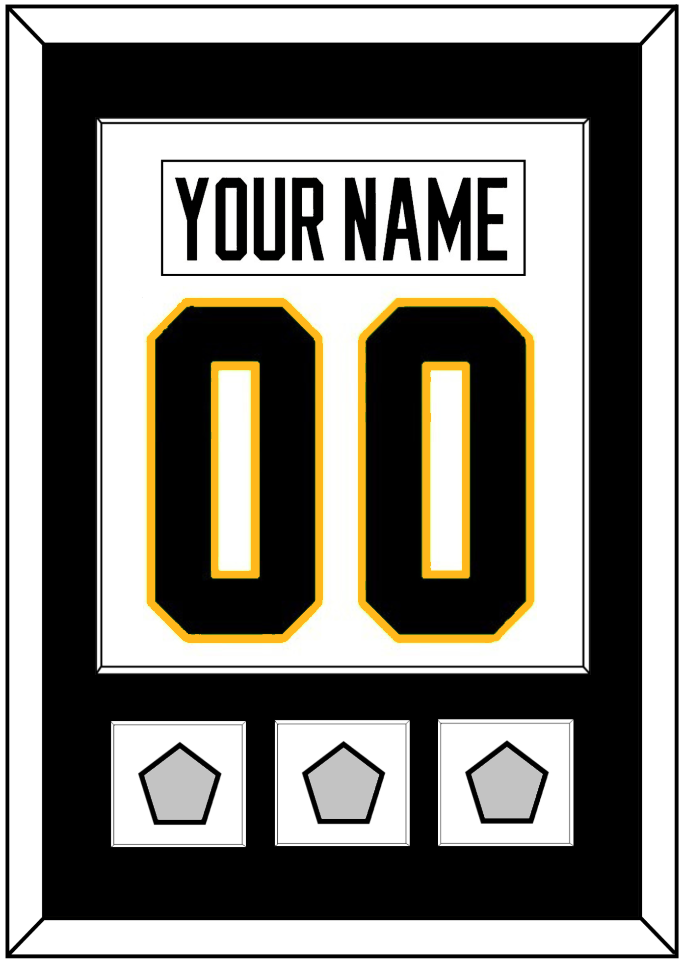 Pittsburgh Nameplate & Number (Back) Combined, With 3 Stanley Cup Champions Patches - Road White - Essential Tier 1