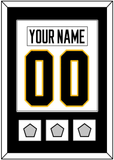 Pittsburgh Nameplate & Number (Back) Combined, With 3 Stanley Cup Champions Patches - Road White - Single Mat 1