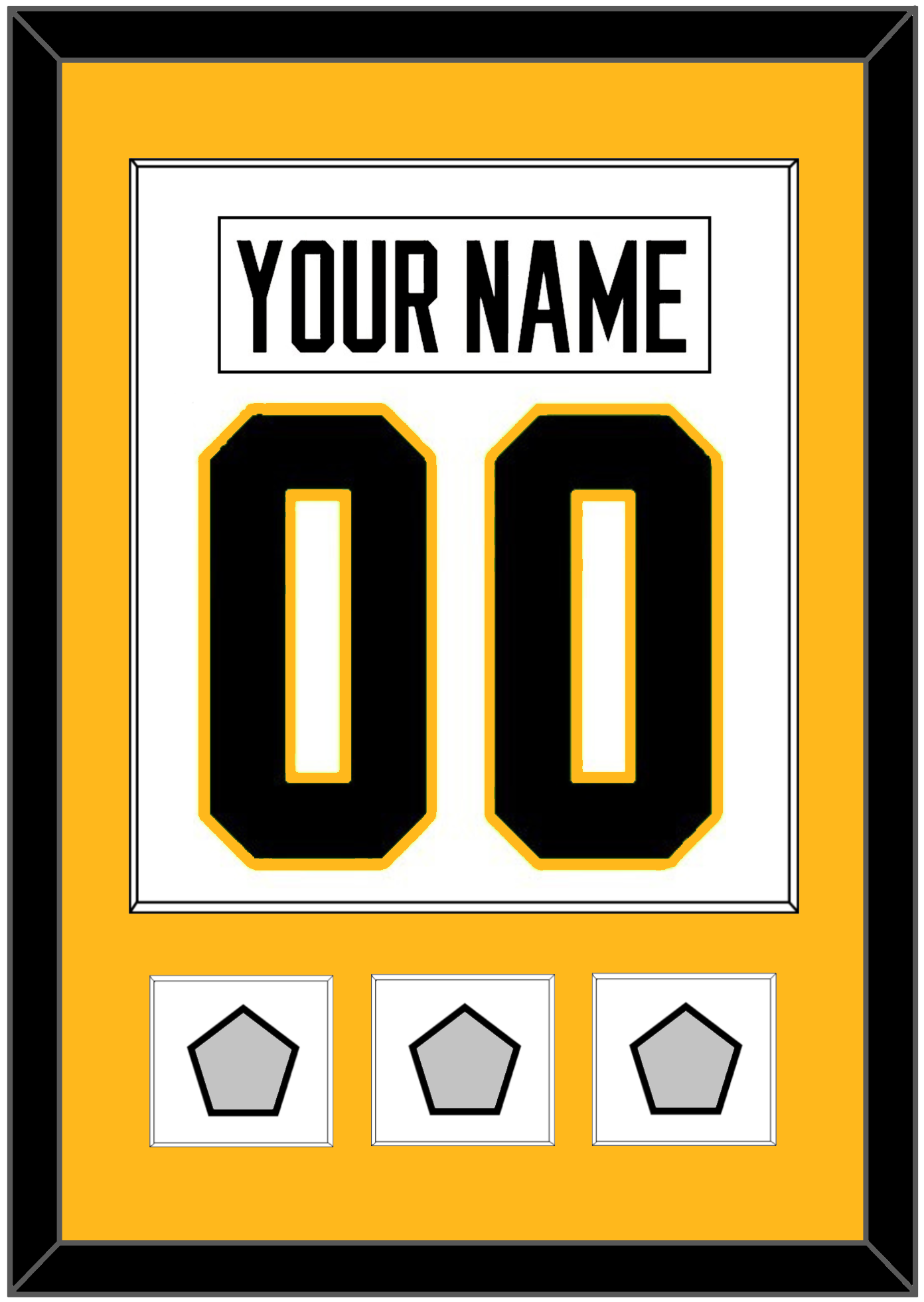 Pittsburgh Nameplate & Number (Back) Combined, With 3 Stanley Cup Finals Patches - Road White - Essential Tier 2