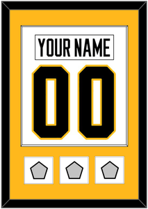 Pittsburgh Nameplate & Number (Back) Combined, With 3 Stanley Cup Finals Patches - Road White - Single Mat 2