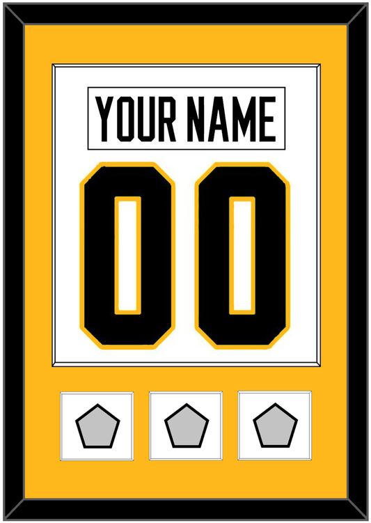 Pittsburgh Nameplate & Number (Back) Combined, With 3 Stanley Cup Champions Patches - Road White - Essential Tier 2