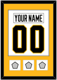 Pittsburgh Nameplate & Number (Back) Combined, With 3 Stanley Cup Champions Patches - Road White - Single Mat 2