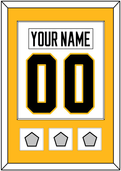 Pittsburgh Nameplate & Number (Back) Combined, With 3 Stanley Cup Finals Patches - Road White - Essential Tier 2