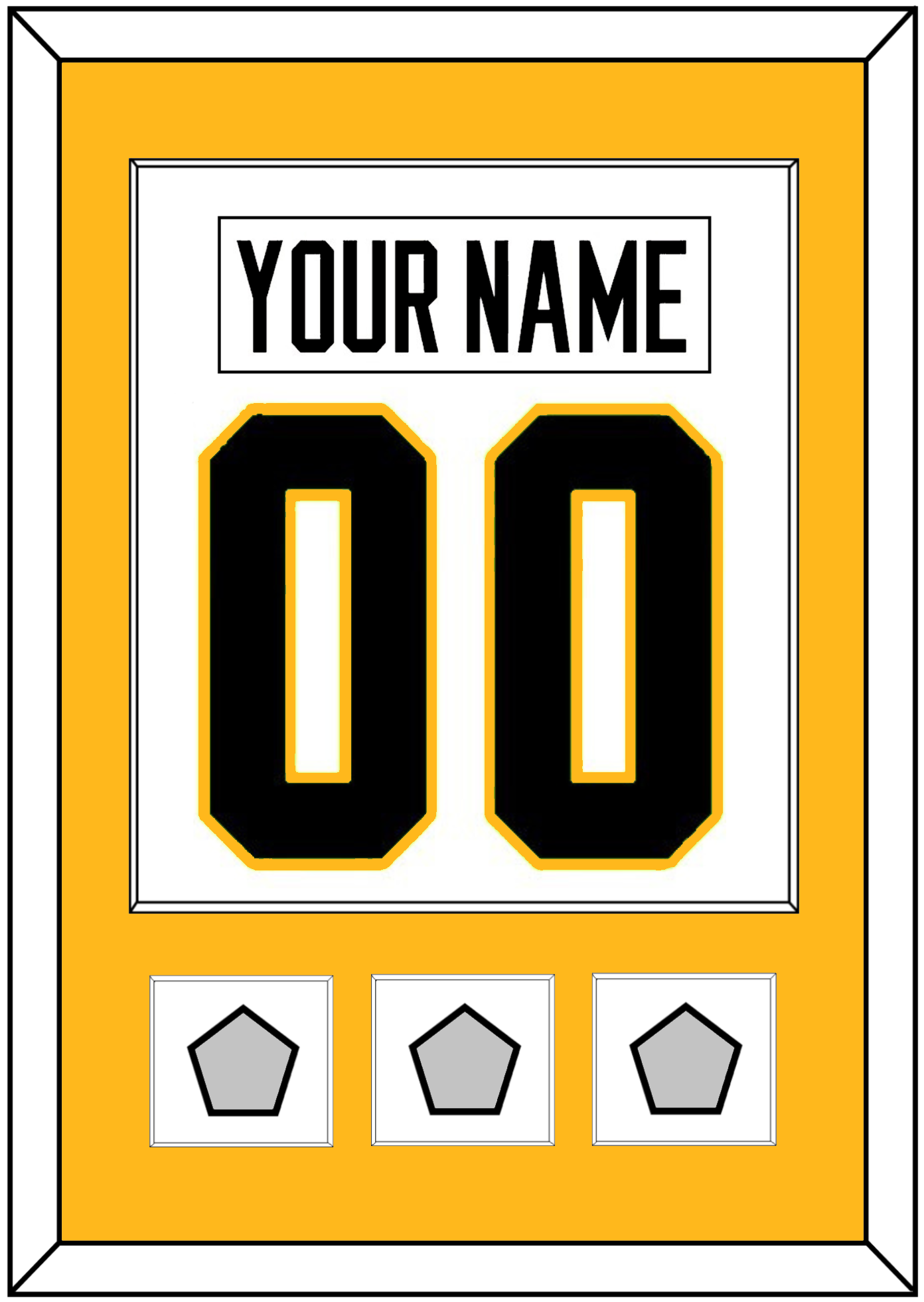 Pittsburgh Nameplate & Number (Back) Combined, With 3 Stanley Cup Champions Patches - Road White - Essential Tier 2