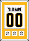 Pittsburgh Nameplate & Number (Back) Combined, With 3 Stanley Cup Champions Patches - Road White - Single Mat 2