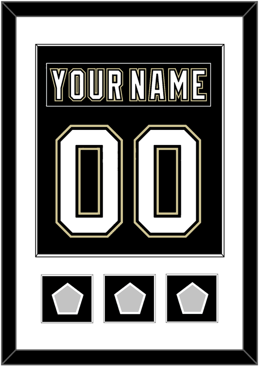 Pittsburgh Nameplate & Number (Back) Combined, With 3 Stanley Cup Finals Patches - Home Black (2007-2016) - Essential Tier 1
