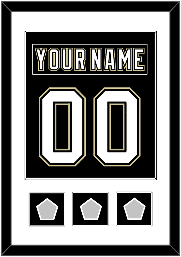 Pittsburgh Nameplate & Number (Back) Combined, With 3 Stanley Cup Finals Patches - Home Black (2007-2016) - Single Mat 1