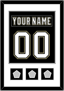 Pittsburgh Nameplate & Number (Back) Combined, With 3 Stanley Cup Champions Patches - Home Black (2007-2016) - Single Mat 1