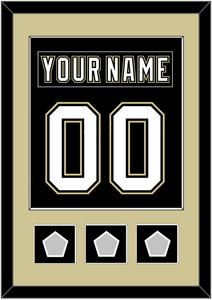 Pittsburgh Nameplate & Number (Back) Combined, With 3 Stanley Cup Finals Patches - Home Black (2007-2016) - Single Mat 2