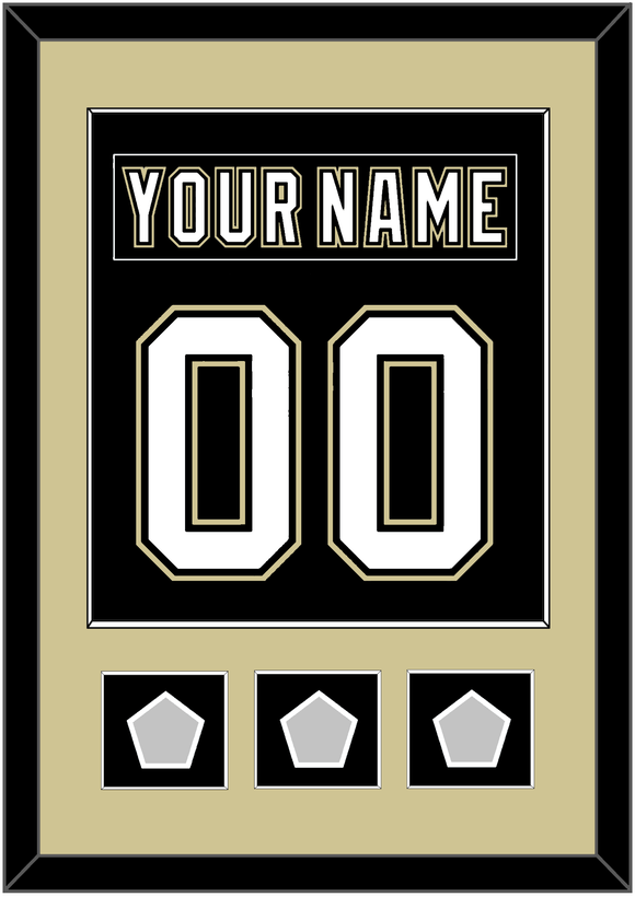 Pittsburgh Nameplate & Number (Back) Combined, With 3 Stanley Cup Finals Patches - Home Black (2007-2016) - Single Mat 2