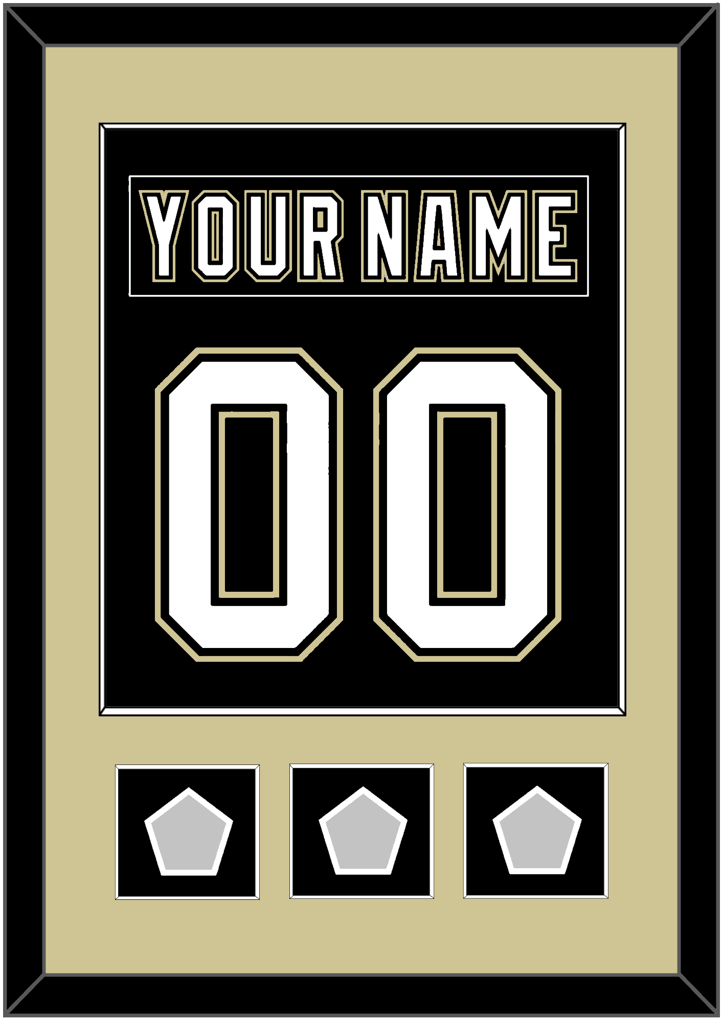 Pittsburgh Nameplate & Number (Back) Combined, With 3 Stanley Cup Champions Patches - Home Black (2007-2016) - Essential Tier 2