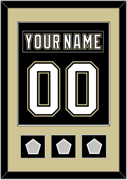 Pittsburgh Nameplate & Number (Back) Combined, With 3 Stanley Cup Champions Patches - Home Black (2007-2016) - Essential Tier 2