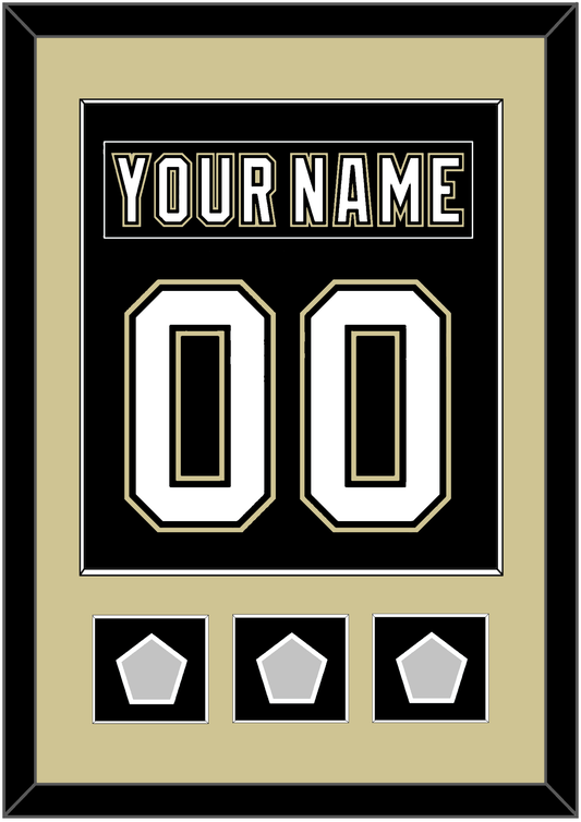 Pittsburgh Nameplate & Number (Back) Combined, With 3 Stanley Cup Champions Patches - Home Black (2007-2016) - Essential Tier 2