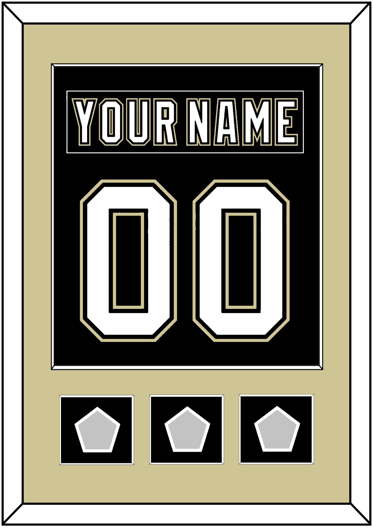 Pittsburgh Nameplate & Number (Back) Combined, With 3 Stanley Cup Finals Patches - Home Black (2007-2016) - Essential Tier 2