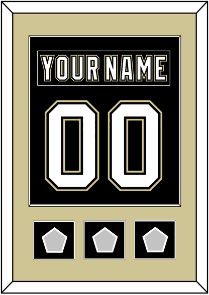 Pittsburgh Nameplate & Number (Back) Combined, With 3 Stanley Cup Champions Patches - Home Black (2007-2016) - Essential Tier 2