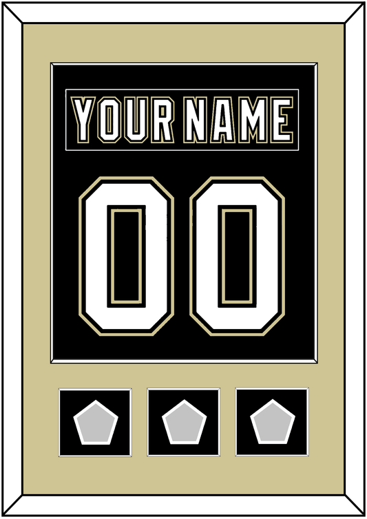 Pittsburgh Nameplate & Number (Back) Combined, With 3 Stanley Cup Champions Patches - Home Black (2007-2016) - Essential Tier 2