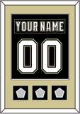 Pittsburgh Nameplate & Number (Back) Combined, With 3 Stanley Cup Champions Patches - Home Black (2007-2016) - Single Mat 2